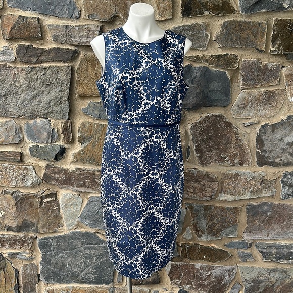 Boden Sleeveless 'Summer Shift' Dress in Navy Blue & White Size 12 Long - Picture 1 of 6